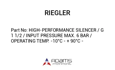 HIGH-PERFORMANCE SILENCER / G 1 1/2 / INPUT PRESSURE MAX. 6 BAR / OPERATING TEMP. -10°C - + 90°C -